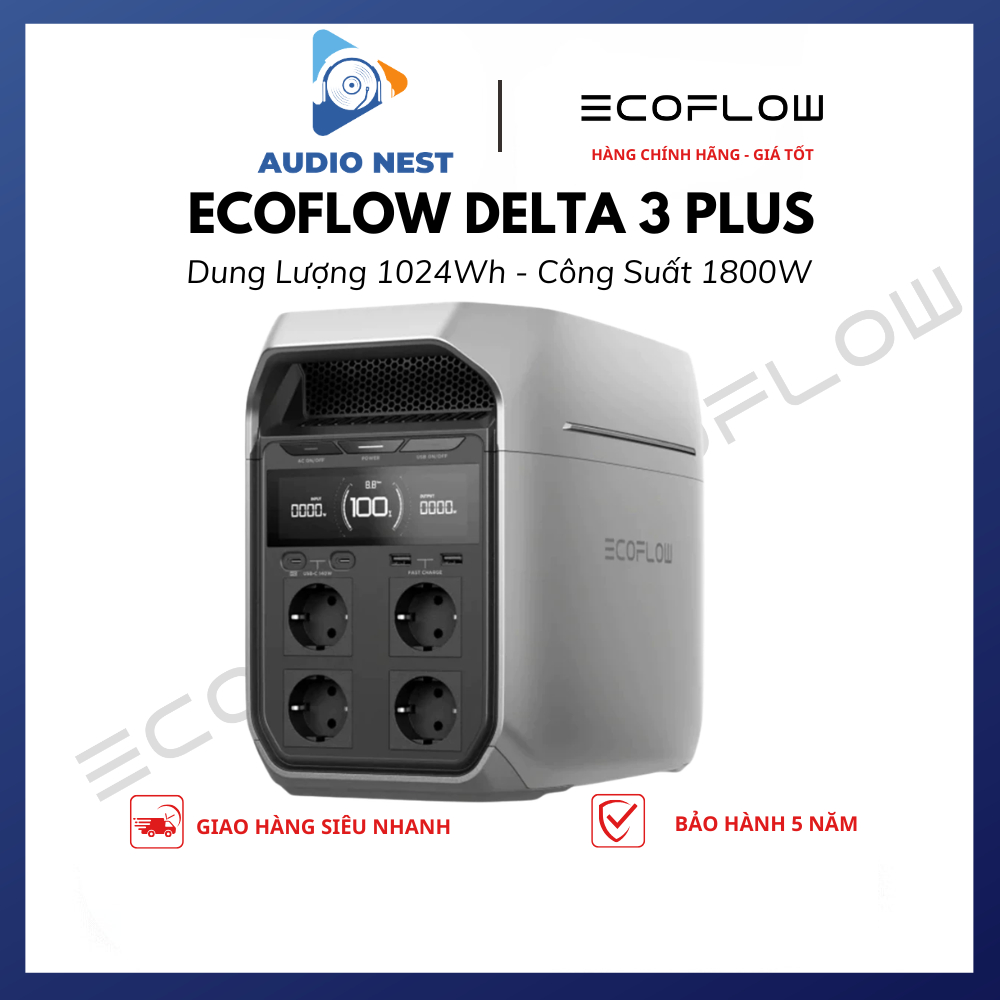 Trạm Điện EcoFlow Delta 3 Plus 1024Wh 1800W Chính Hãng - Bảo Hành 5 Năm