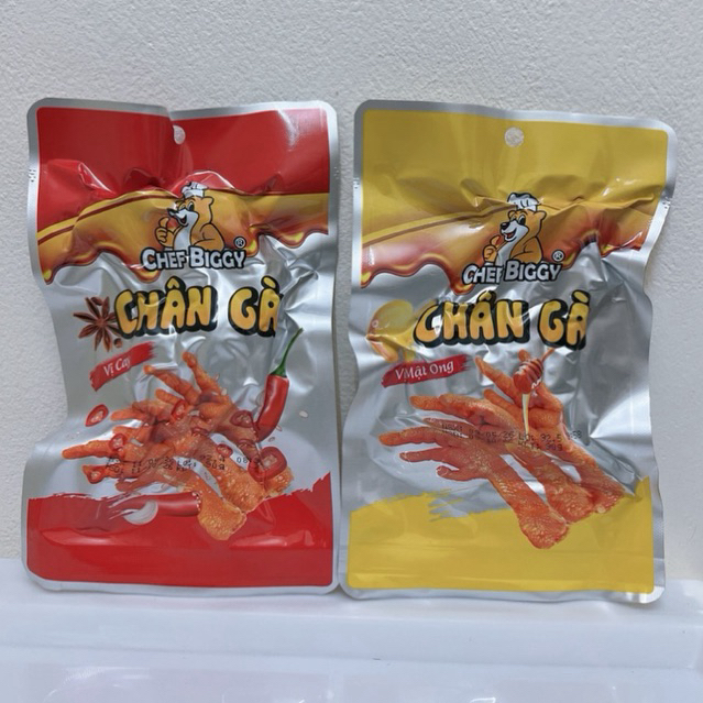 [giá sỉ] 1 thùng chân gà X3 Chefbiggy 50 gói gói 3 chân vị cay, vị mật ong