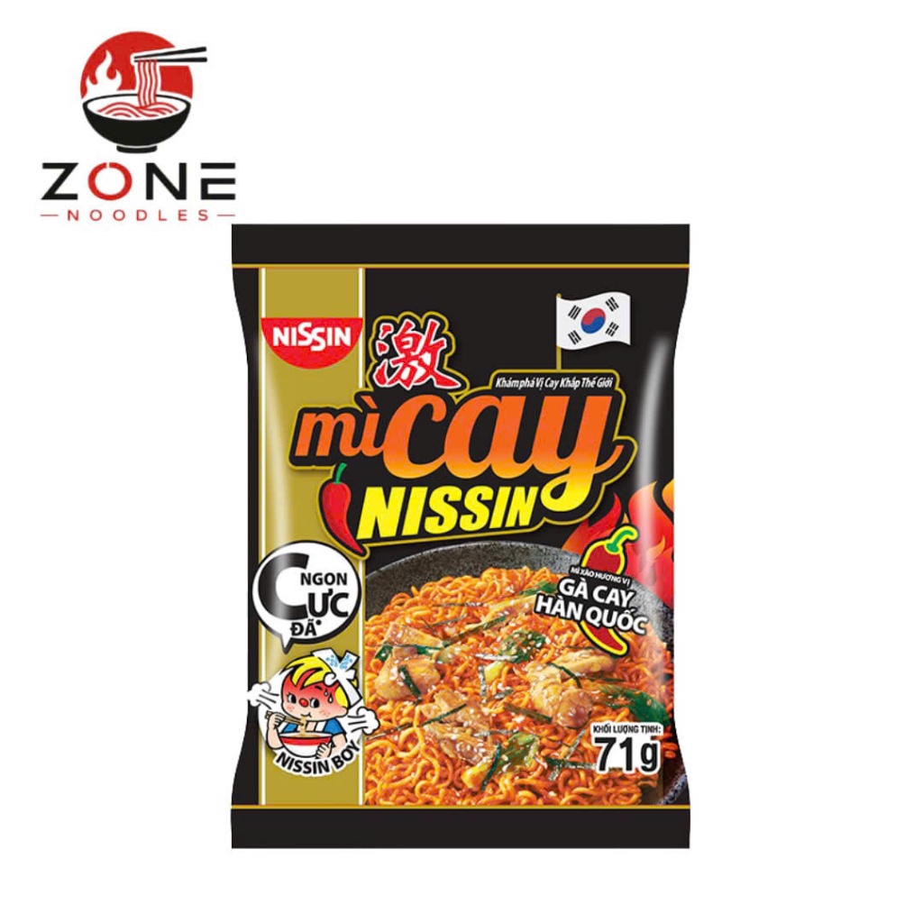 Thùng 30 gói mì trộn Nissin gà cay Hàn Quốc