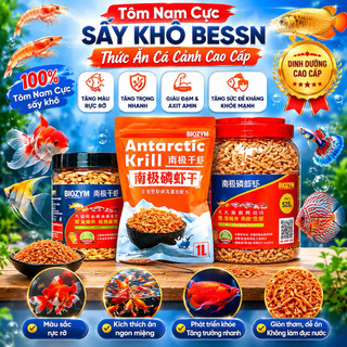 Tôm Nam Cực Sấy Khô BESSN – Antarctic Krill Đạm 72% | Thức Ăn Cá Cảnh Tăng Màu, Tăng Trọng, Lớn Nhanh