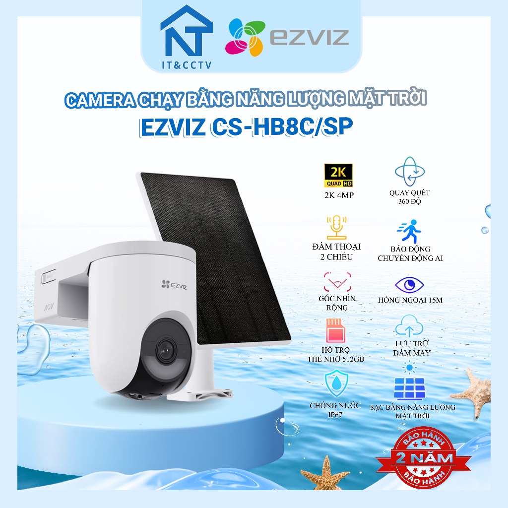 [EZVIZ Chính Hãng] Camera Ngoài Trời EZVIZ HB8C/SP 4MP – WiFi Không Dây, Pin Sạc Năng Lượng Mặt Trời