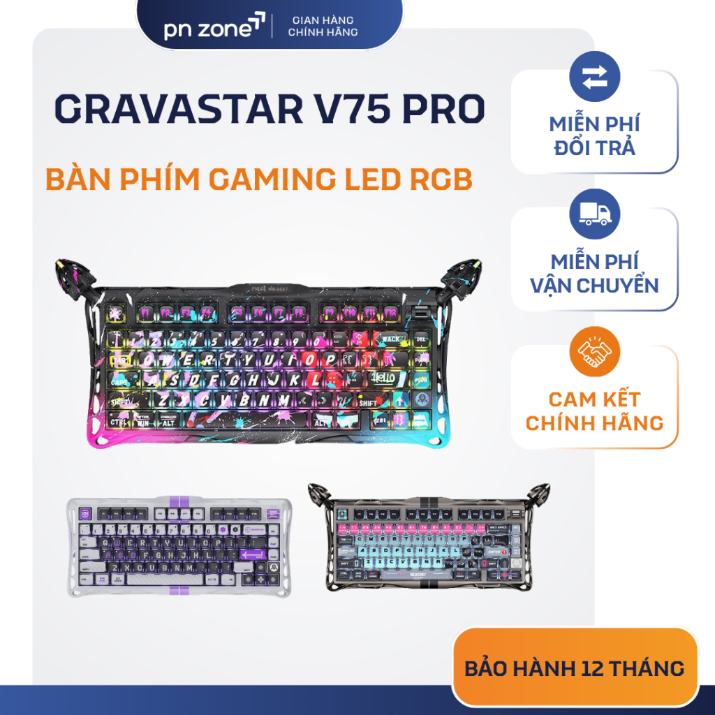 Bàn Phím Cơ Gaming GravaStar Mercury V75 Pro Chính Hãng - Bảo Hành 12 Tháng.