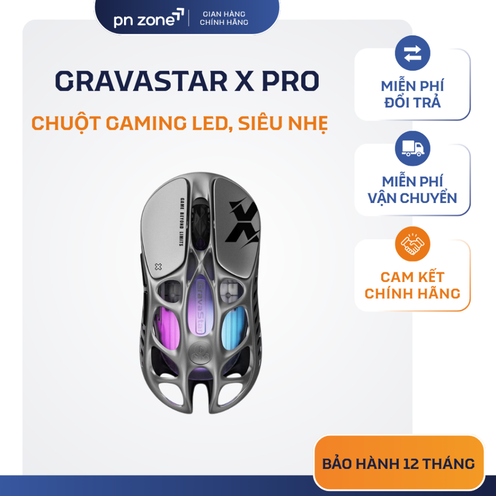 Chuột Gaming GravaStar Mercury X / X Pro Cảm Biến PAW3950  - Bảo Hành 12 Tháng.