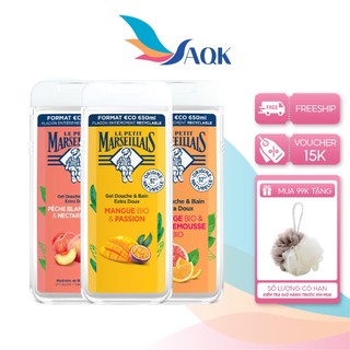 Gel tắm 92% hữu cơ Le Petit Marseillais (650ml) - Hương thơm tự nhiên, thư giãn, tạo cảm giác thoải mái