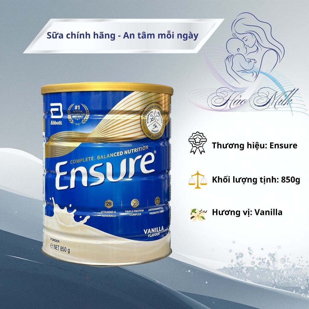 Sữa Bột Ensure Vanilla 850g Abbott Chính Hãng Lon 850g Hương Vani