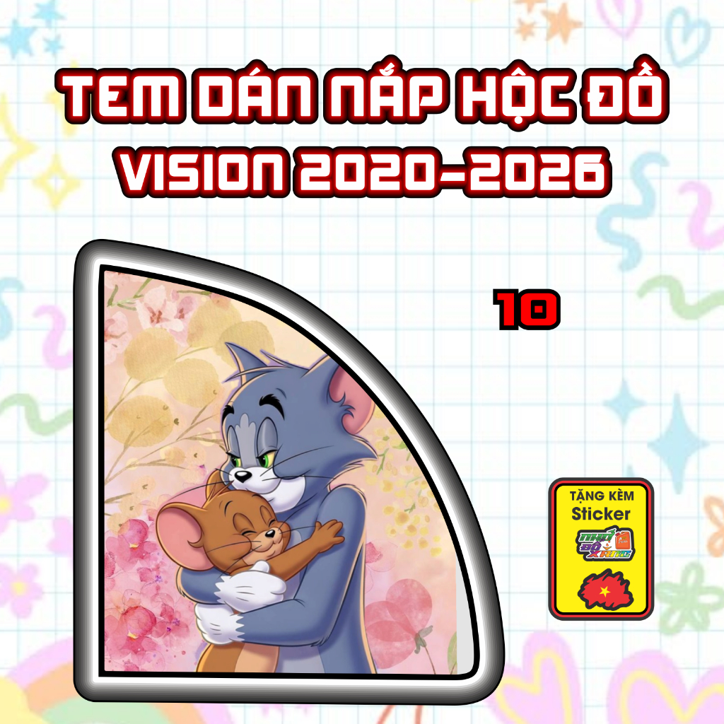 Tem Dán Nắp Hộc Đồ Vision 2020-2026 Dán Trang Trí Decal Nhãn Dán Mẫu Tom Và Jerry Decal Nhãn Dán