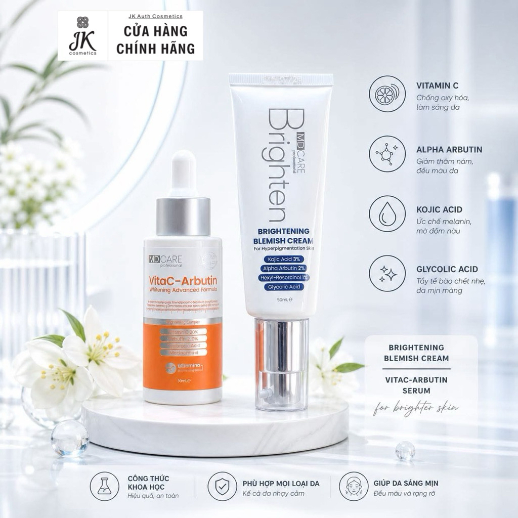 JKBIT- MDCare bộ dưỡng serum + kem hỗ trợ mờ thâm nám dưỡng trắng