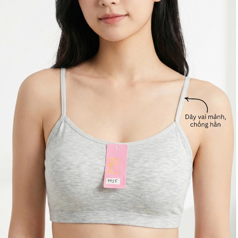 Áo Lá Học Sinh MB 9935 – Cotton Tàng Hình Cao Cấp, Mút Mỏng Bên Trong, Không Gọng, Lưng liền