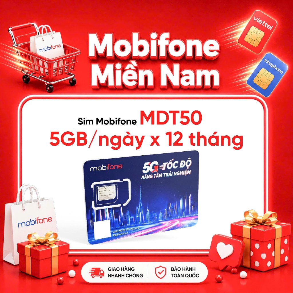 🌟[5GB/ngày] Sim Mobifone 5G MDT50 5GB/ngày trọn gói 12 tháng – Data thả ga mạng siêu mượt mà