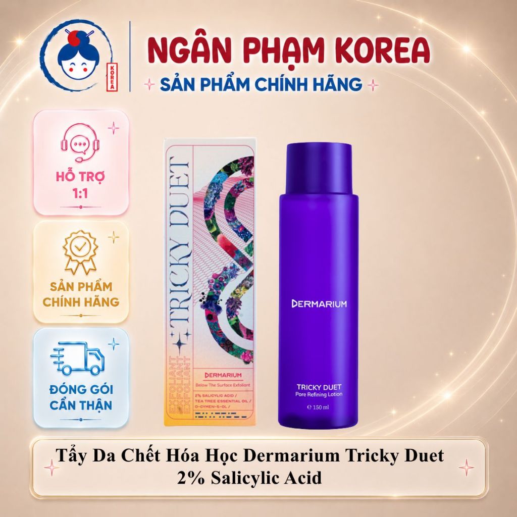 [Hàng Công Ty] Tẩy da chết Dermarium Tricky Duet - 2% Salicylic Acid (BHA) giảm mụn dưỡng da mịn màn