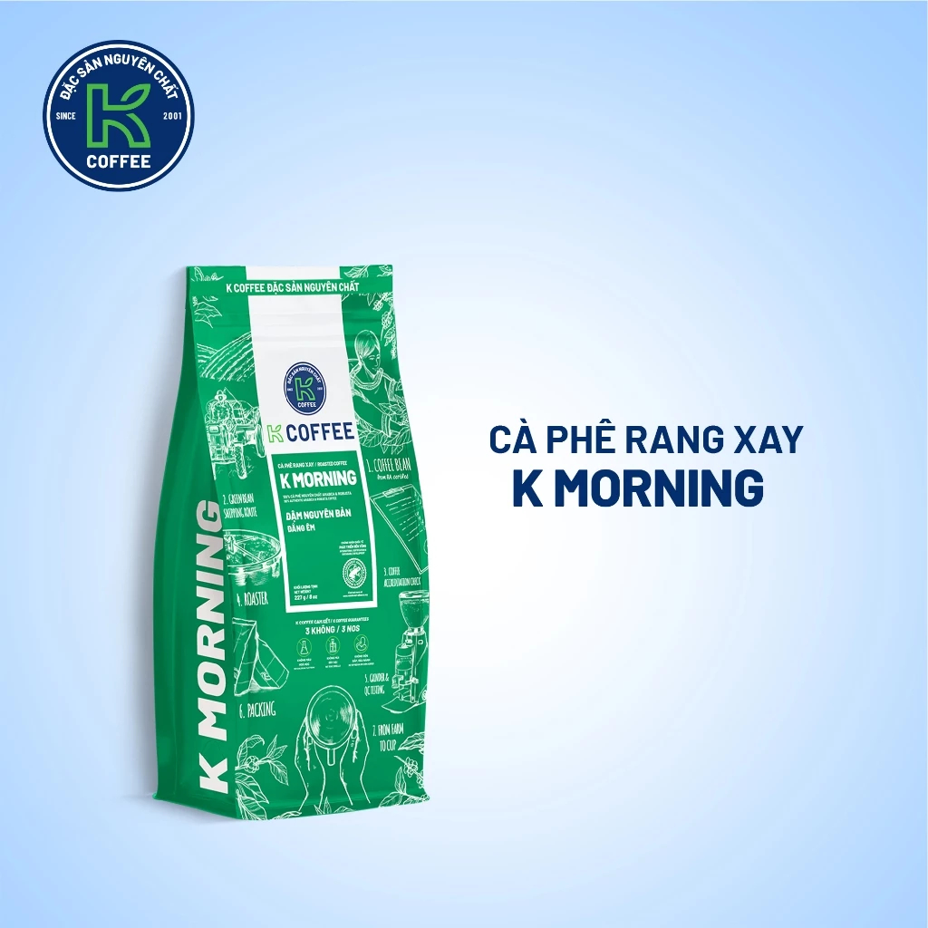 Cà phê Rang xay Đặc sản Nguyên chất Pha phin K Coffee 454g