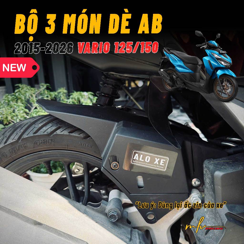 Bộ 3 Món Dè AB Lắp Cho Xe Vario/Click 125/150 2015-2026 thay thế như zin (Dùng lại ốc zin) Phụ Tùng 