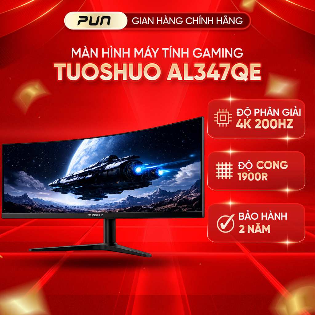 MÀN HÌNH GAMING TUOSHUO AL347QE 34 INCH WQHD+ tiệm cận 4K 200HZ FAST IPS CONG 1900R HDR400