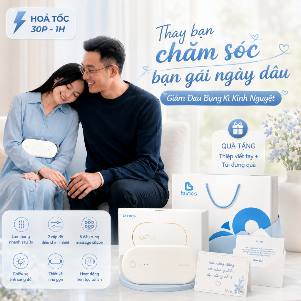 Quà Tặng Bạn Gái - Đai Chườm Nóng Giảm Đau Bụng Kinh BUMAS BU01
