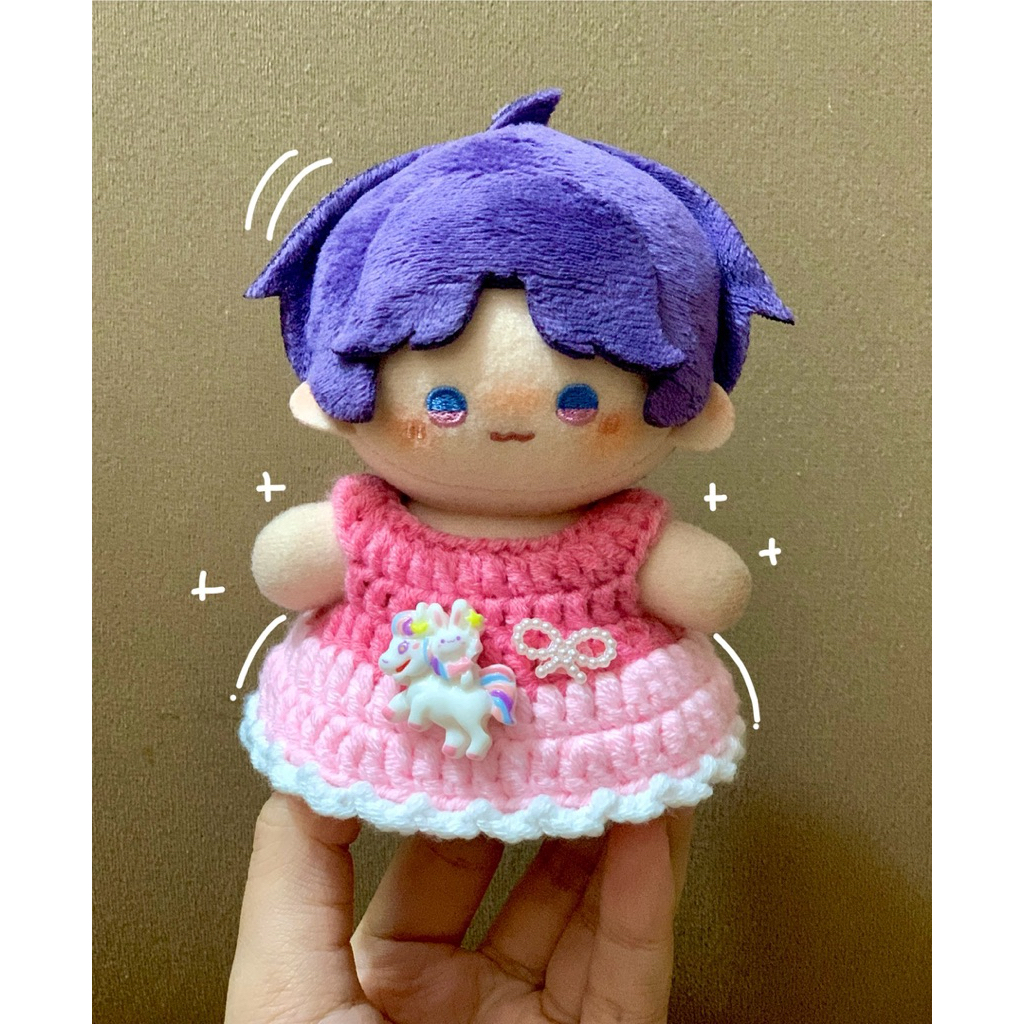 Outfit doll 10cm-Đầm hai màu basic cho doll 10cm