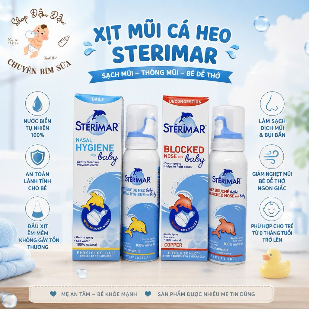 Xịt muối biển cá heo Sterimar cho bé