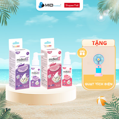 Combo 2 hộp Xịt chống sâu răng Midkid A+, vị ngọt thơm nuốt an toàn dùng được cho trẻ từ 3 tháng tuổi