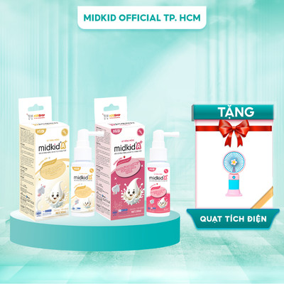 Combo 2 hộp Xịt chống sâu răng Midkid A+, vị ngọt thơm nuốt an toàn dùng được cho trẻ từ 3 tháng tuổi