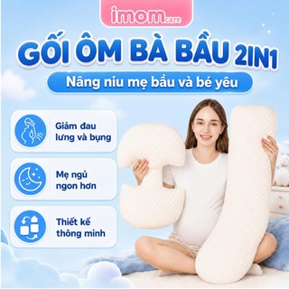 Gối Mẹ Bầu Đa Năng 2in1 IMOM CARE - Gối Ôm Bà Bầu Cánh Tiên Vải Sợi Tre Nâng Đỡ Bụng, Giảm Đau Lưng