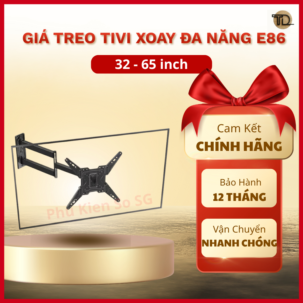 Ergotek Giá Treo Tivi Góc Xoay Đa Năng E86/ 32 - 65 Inch - Khung Treo Ti Vi Tay Đòn Chịu Lực