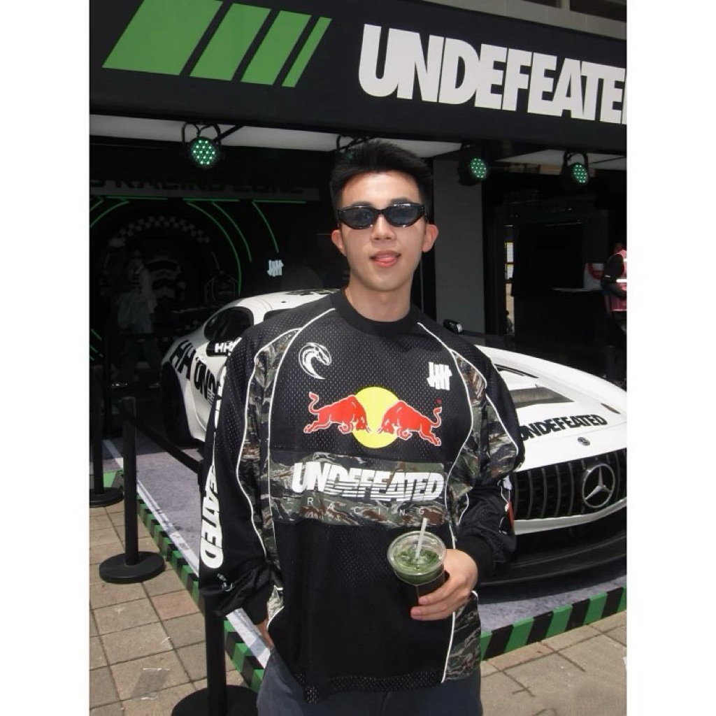 Áo thun dài tay lưới họa tiết rằn ri, unisex chất lượng cao UND x H x Red Bull Hợp tác 85 Racing Bul
