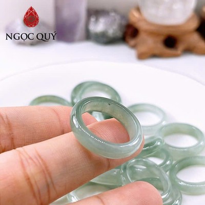 Nhẫn cẩm thạch A Myanmar - Nhẫn ngọc phỉ thúy type A xanh lam dầu LM35 - Ngọc Quý