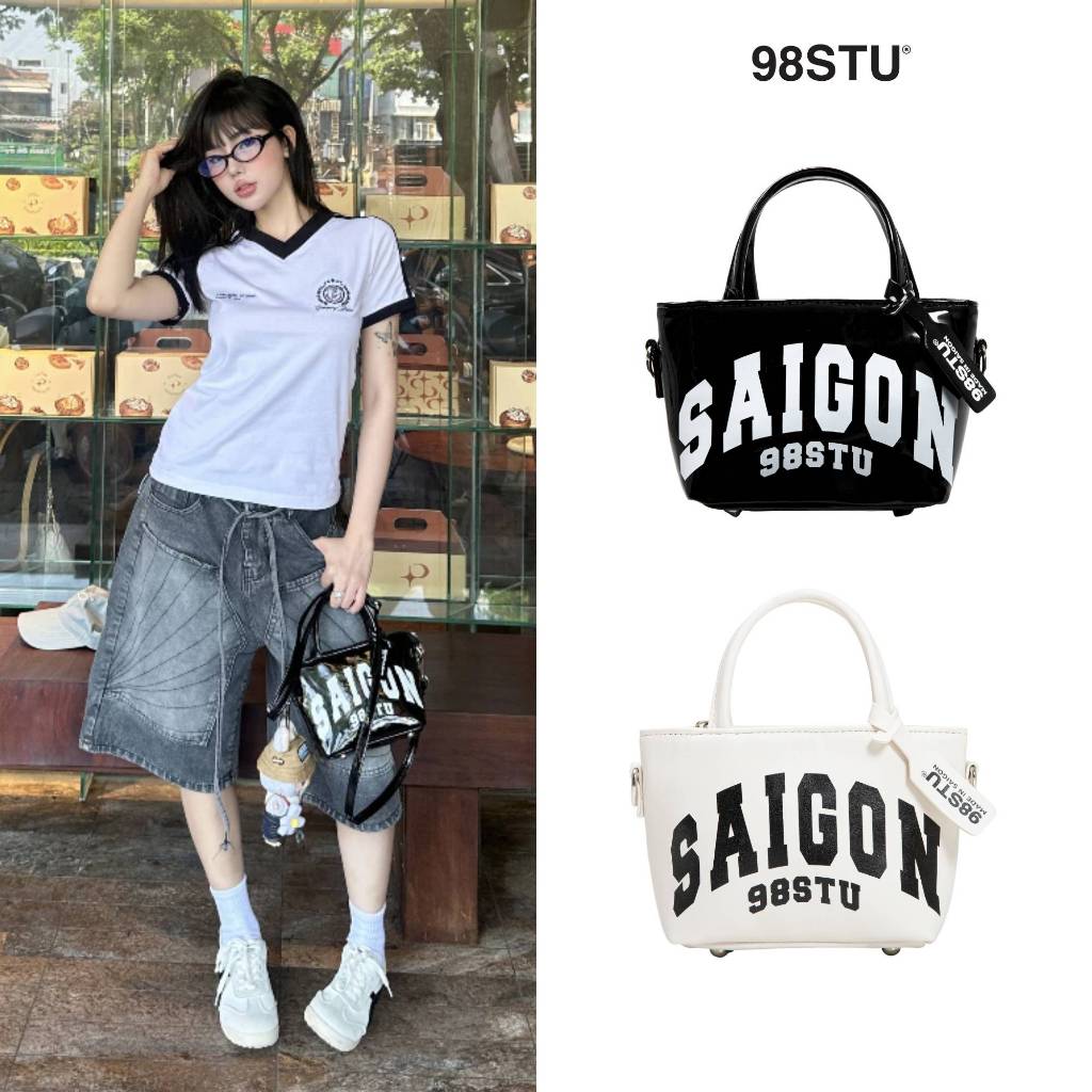 [SVIP] - Túi tote saigon 98stu size S da pu cao cấp kèm charm tặng kèm dây đeo