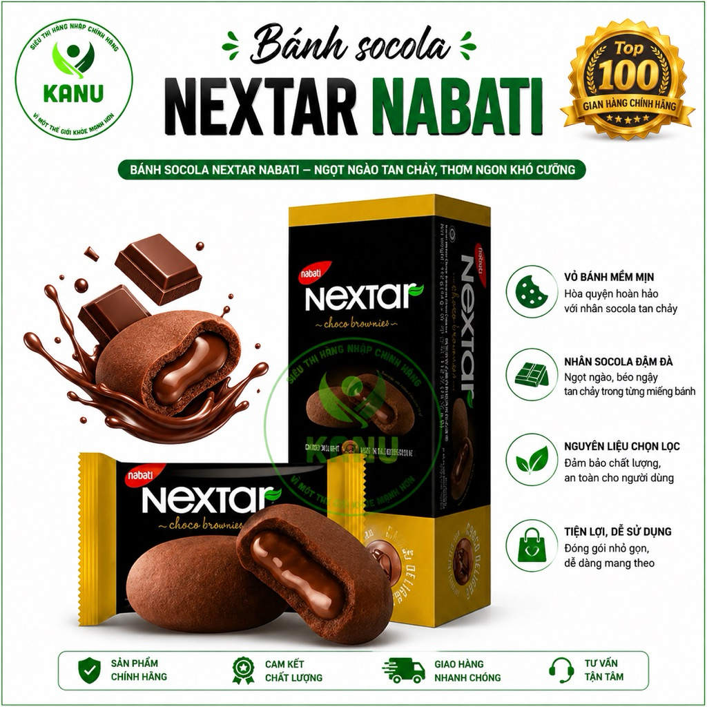 Bánh quy mềm socola Nextar 3 vị socola, dâu & dứa 90g siêu ngon