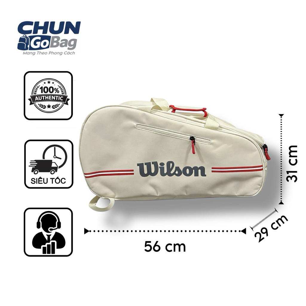 Túi đựng vợt Wilson Team Padel trắng kem 56x29x31cm