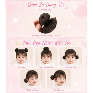 Búi Tóc Giả Mini Cho Bé Dạng Kẹp Cao Cấp Siêu Đáng Yêu Dễ Sử Dụng