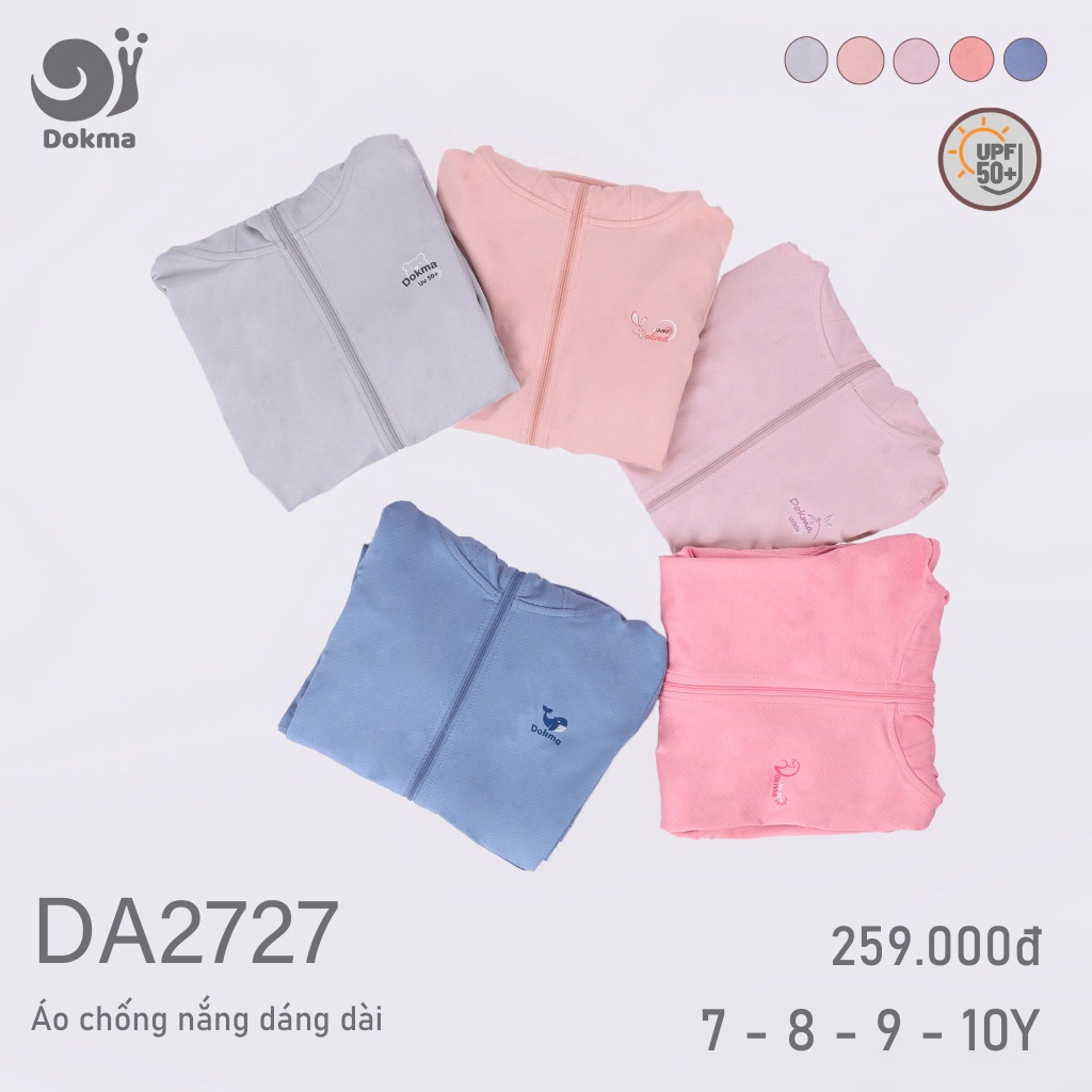 áo chống nắng DOKMA//Áo chống nắng dáng dài DA2726 và DA 2727 size 2-10 tuổi
