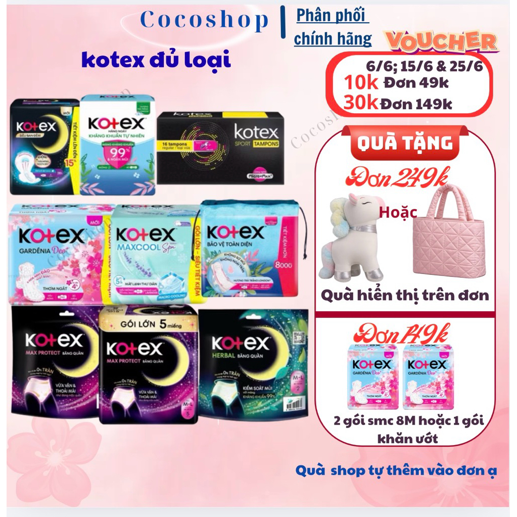 [ Kotex ]Băng vệ sinh Kotex các loại hằng ngày- ban ngày- Ban đêm