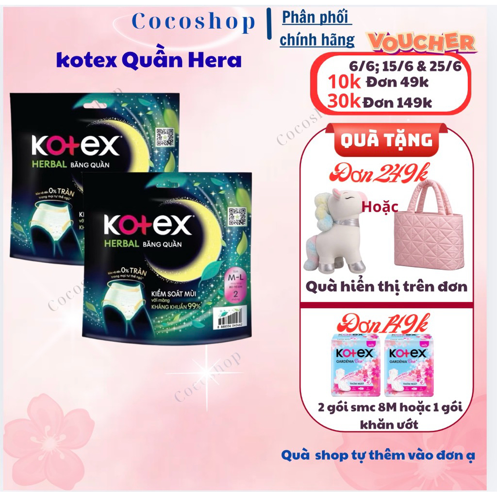 BĂNG VỆ SINH QUẦN KOTEX HERA SIZE M/L- L/XL 2 Miếng