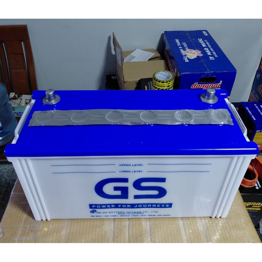 Bình ắc quy nước 12v GS N100 (12V-100AH) (tặng acid châm bình), dùng cho xe tải, máy phát điện