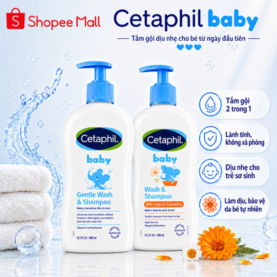 Sữa tắm gội Cetaphil cho bé - Cetaphil Baby Wash & Shampoo with Organic Calendula 400ml