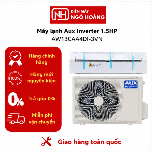 Máy Lạnh AUX Inverter 1.5HP AW13CAA4DI-3VN 12000BTU Tiết Kiệm Điện Làm Lạnh Nhanh Vận Hành Êm Ái Chí