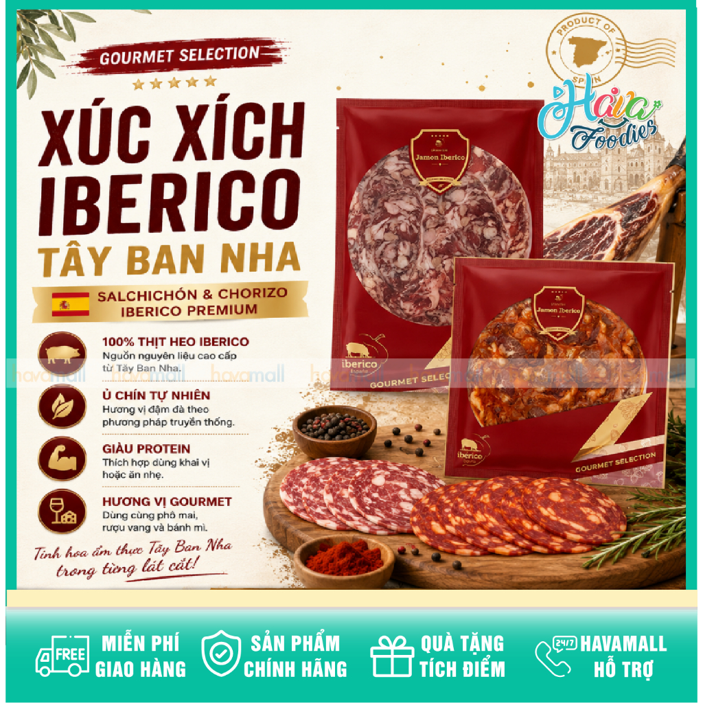 Xúc Xích Heo Iberico Cắt Lát Nhập Khẩu Tây Ban Nha Gourmet Selection 30g – Spanish Iberico Chorizo &