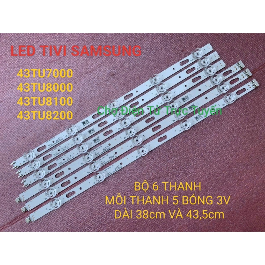 LED TIVI SAMSUNG 43TU7000 43TU8000 43TU8100 43TU8200 MỚI BỘ 6 THANH 5 BÓNG 3V DÀI 435+380mm