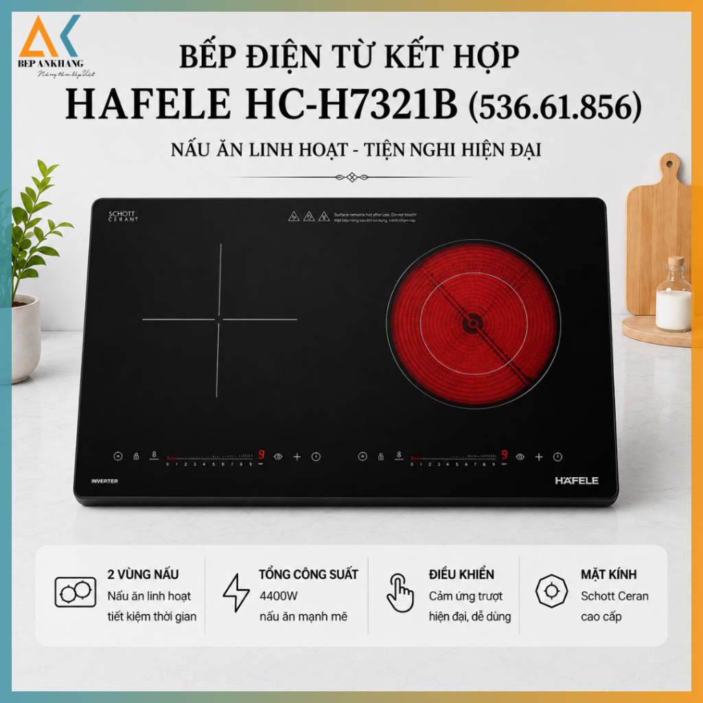 [ Chính Hãng ] Bếp từ kết hợp Hafele HC-H7321B (536.61.856) - 2 Vùng Nấu Từ Và Hồng Ngoại Cảm Ứng