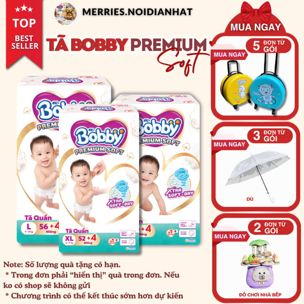 [SP có voucher live X] Tã quần cao cấp BOBBY EXTRA SOFT DRY siêu mềm M60/L52/XL46/XXL42