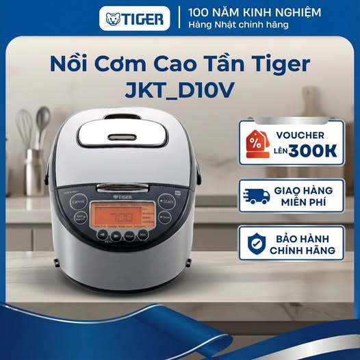 Nồi cơm điện cao tần Tiger 1 Lít - Nấu cơm ngon như nhà hàng - JKT-D10V - Hàng chính hãng