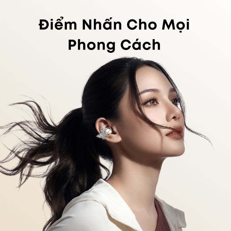 Tai nghe bluetooth kẹp tai soundcore AeroClip, đeo thoải mái, thiết kế thời trang, gọi rõ với 4 mic tích hợp | BigBuy360 - bigbuy360.vn