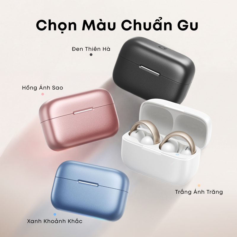 Tai nghe bluetooth kẹp tai soundcore AeroClip, đeo thoải mái, thiết kế thời trang, gọi rõ với 4 mic tích hợp | BigBuy360 - bigbuy360.vn