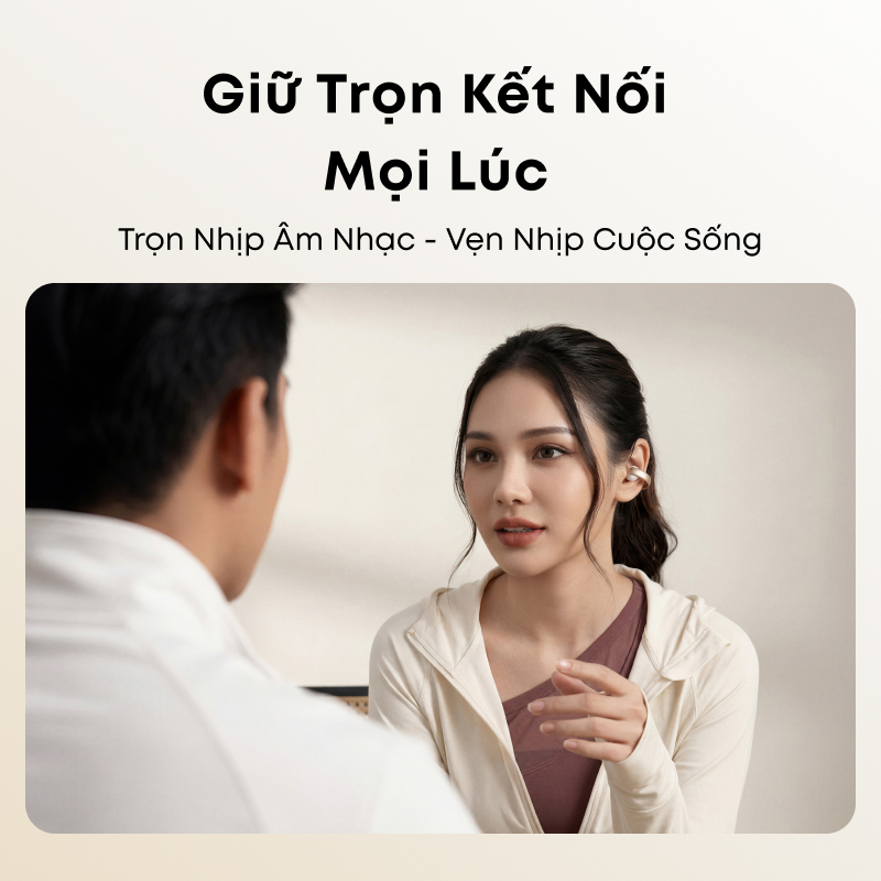 Tai nghe bluetooth kẹp tai soundcore AeroClip, đeo thoải mái, thiết kế thời trang, gọi rõ với 4 mic tích hợp | BigBuy360 - bigbuy360.vn