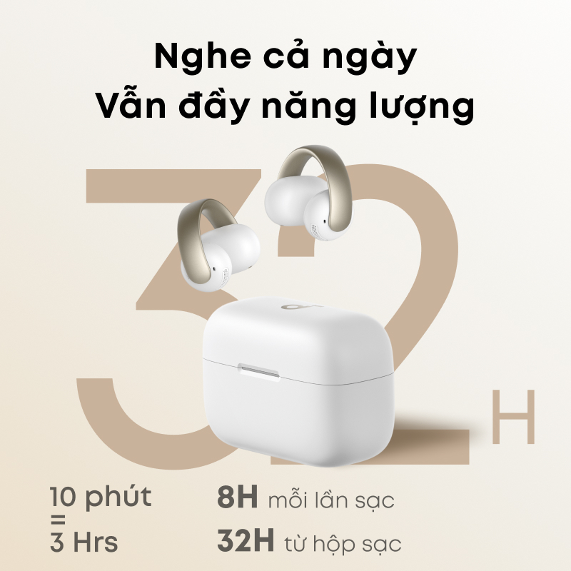 Tai nghe bluetooth kẹp tai soundcore AeroClip, đeo thoải mái, thiết kế thời trang, gọi rõ với 4 mic tích hợp | BigBuy360 - bigbuy360.vn