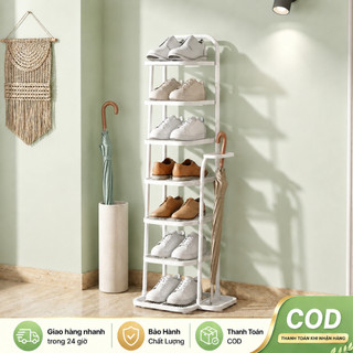 Kệ giày 5-10 tầng gấp gọn, giá để giày đen trắng cho phòng trọ gia đình, lưu trữ linh hoạt