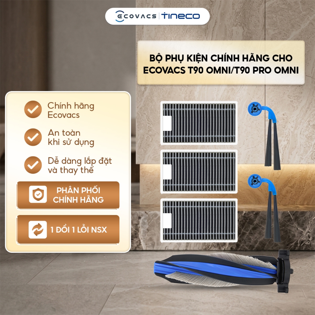 Bộ phụ kiện (3 tấm lọc, 2 chổi cạnh, 1 chổi chính) cho T90 OMNI/T90 PRO OMNI/T90 Pro OMNI DDB062458 