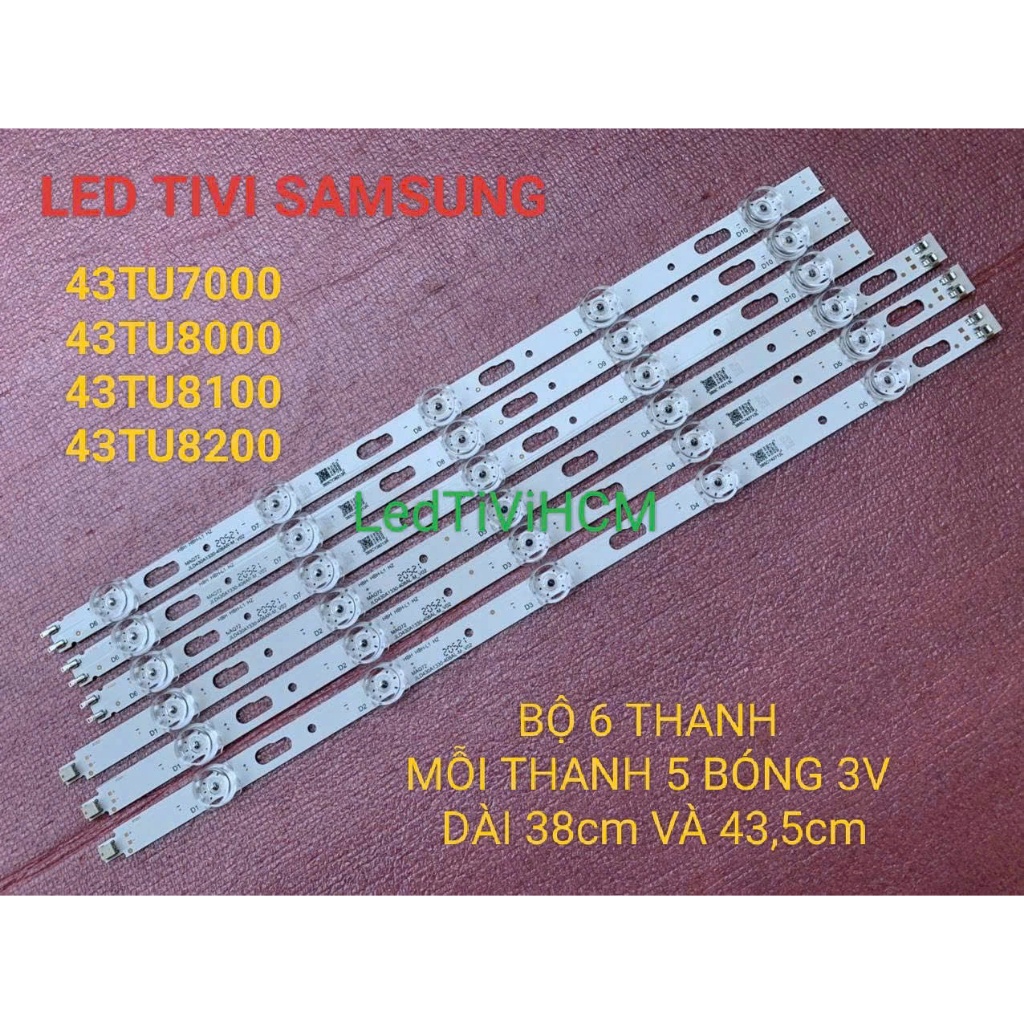 HCM LED TIVI SAMSUNG 43TU7000 43TU8000 43TU8100 43TU8200 MỚI BỘ 6 THANH 5 BÓNG 3V DÀI 435+380mm