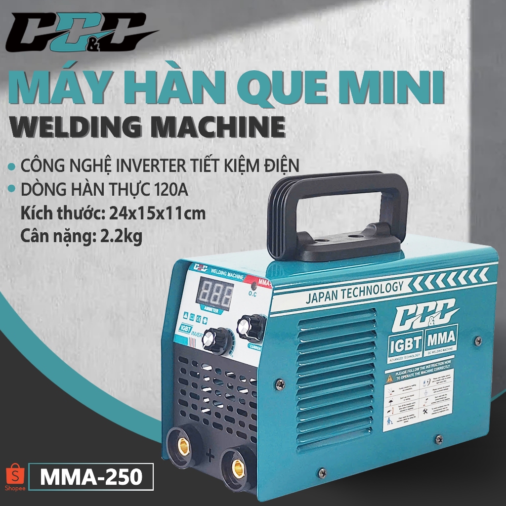 Máy hàn que điện tử chính hãng MMA250, kéo que 1.6 - 2.5