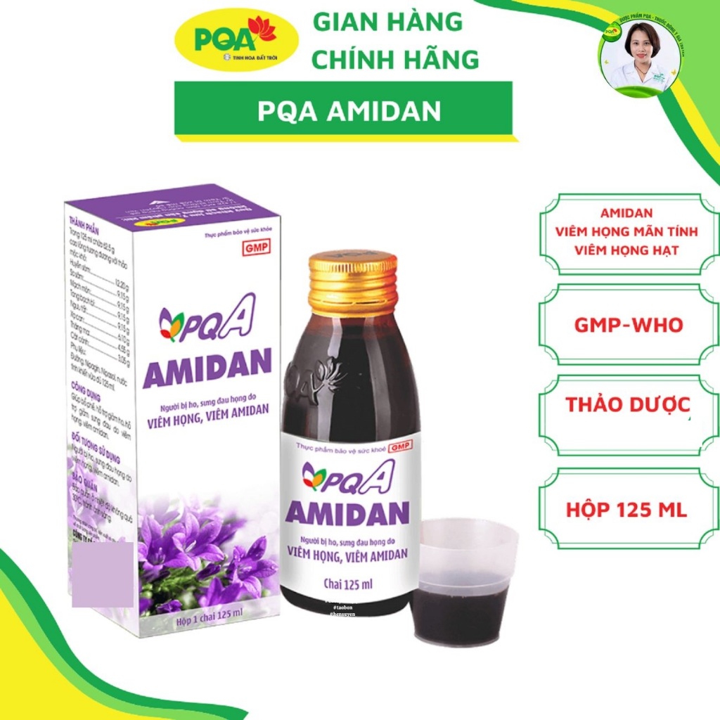 Amidan PQA - Hỗ Trợ Giảm Ho, Bổ Phế, Giảm Sưng Đau Viêm Họng, Viêm Amidan. Hộp 125ml
